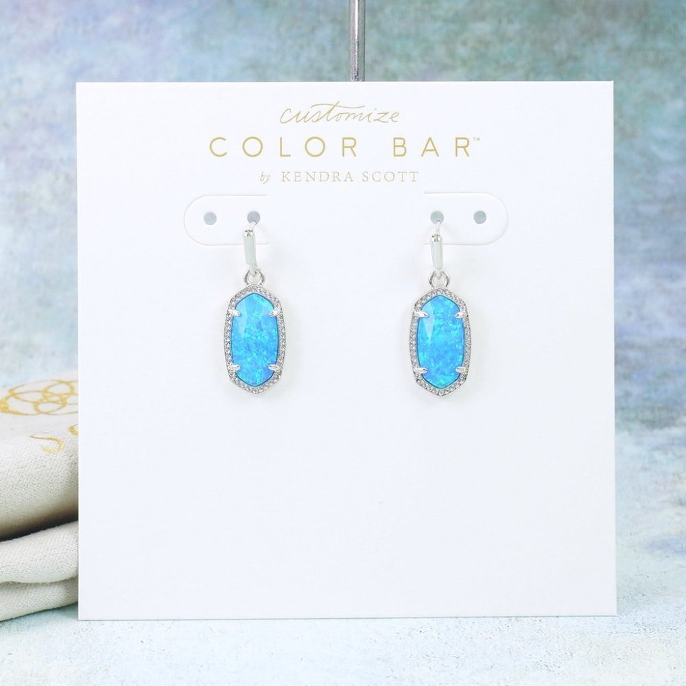 Kendra Scott LEE Ocean Kyocera opal Earrings Silver tone